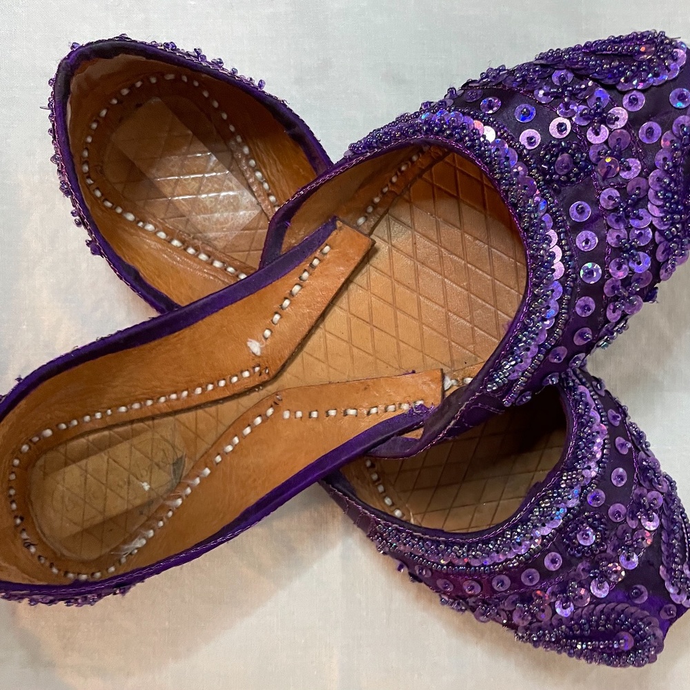 ❌ SOLD! Beachcomber handmade purple sequin flats! - Picture 1 of 13